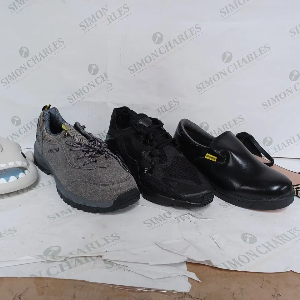 BOX OF APPROX 21 ASSORTED SHOES TO INCLUDE - SHARK SANDAL - NIKE AIR MAX TRAINER IN BLACK - NEW LOOK FLAT SANDAL ECT 