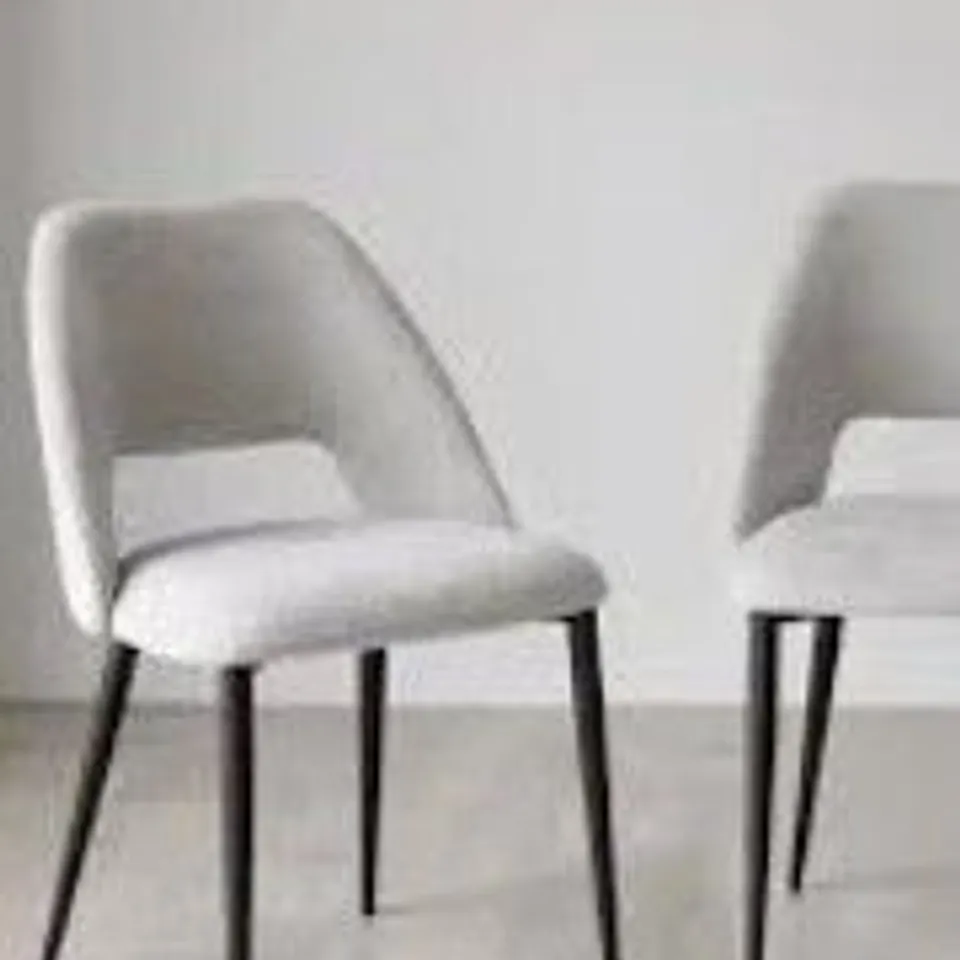 BOXED PAIR OF LOTTIE MID GREY FABRIC DINING CHAIRS