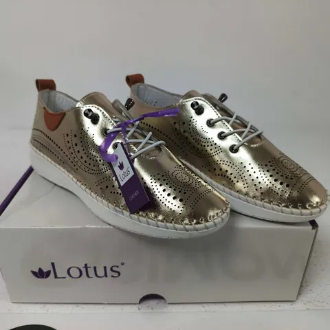 BOXED PAIR OF LOTUS TASSIA GOLD LEATHER WOMEN'S SHOES – UK 3.5 