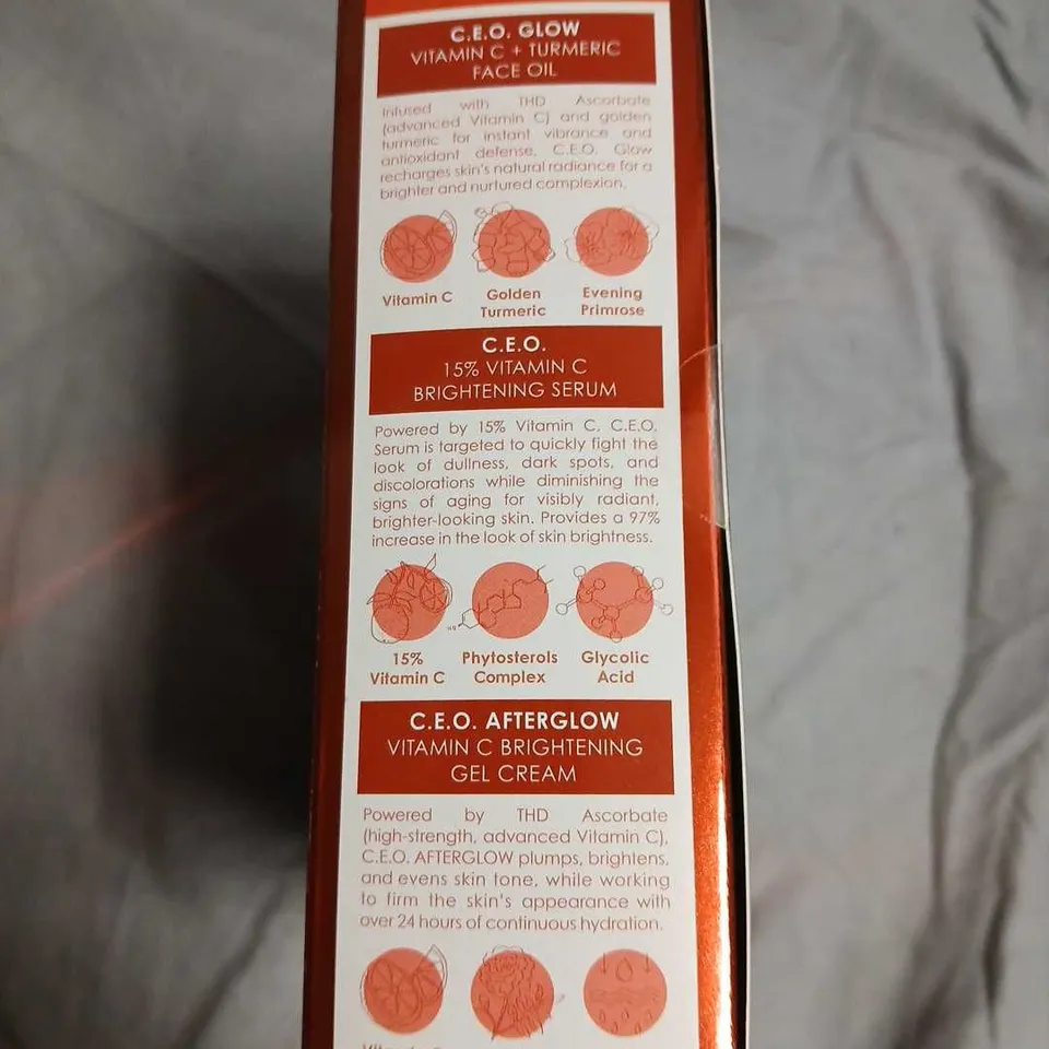 SUNDAY RILEY C.E.O. GLOW SET – VITAMIN C + TURMERIC FACE OIL, VITAMIN C SERUM & AFTERGLOW GEL CREAM (BOXED)