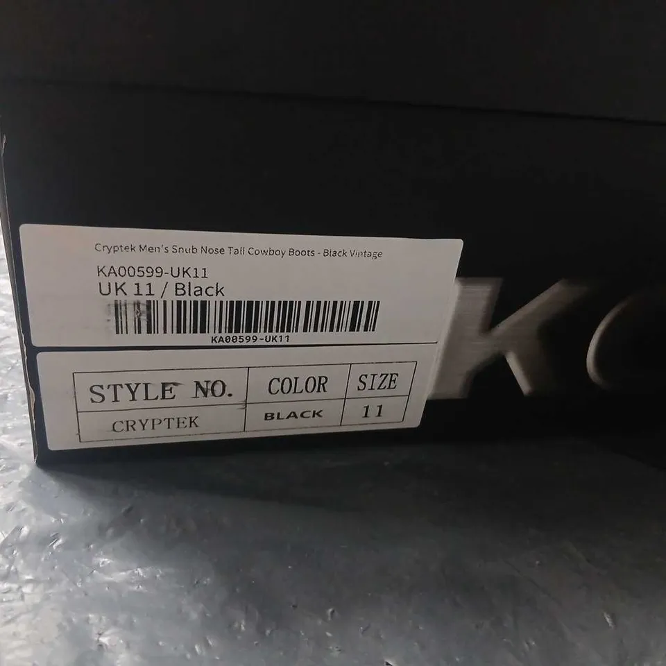 KOI CRYPTEK MEN'S SNUB NOSE TALL COWBOY BOOTS – BLACK, UK 11 