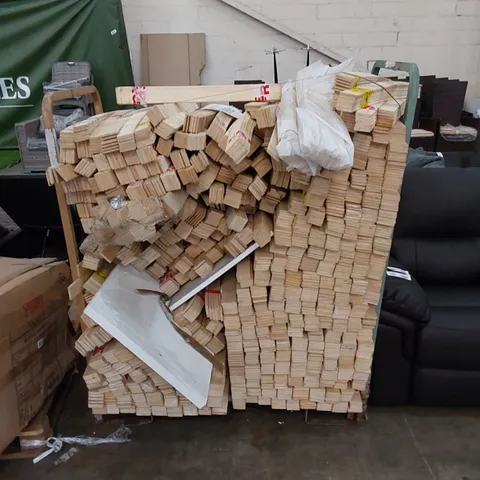 PALLET TO CONTAIN A LARGE QUANTITY OF BEDS SLATS, SIZES MAY VARY