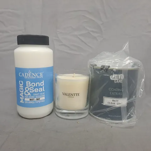 APPROXIMATELY 10 ASSORTED HOUSEHOLD ITEMS TO INCLUDE MAGIC BOND & SEAL, COATING EXTRAS MATT CLEAR COAT, ETC