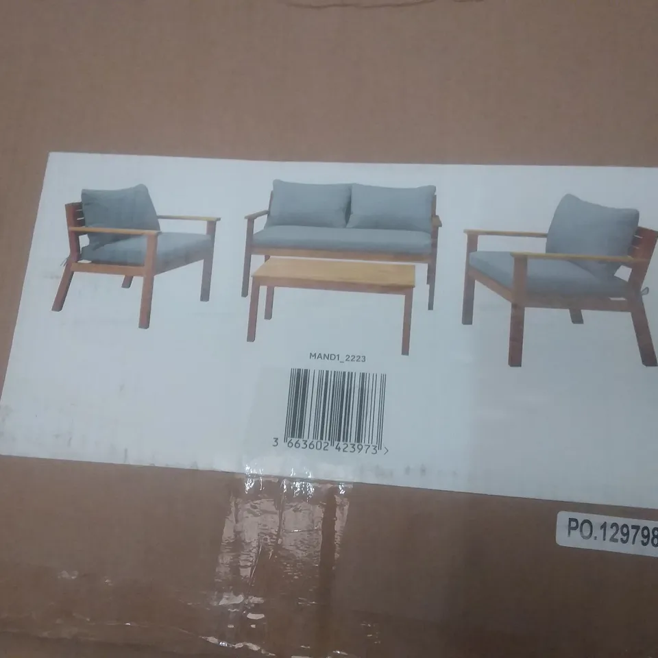 BOXED WOODEN 4PIECE COFFEE SET WITH CUSHIONS 