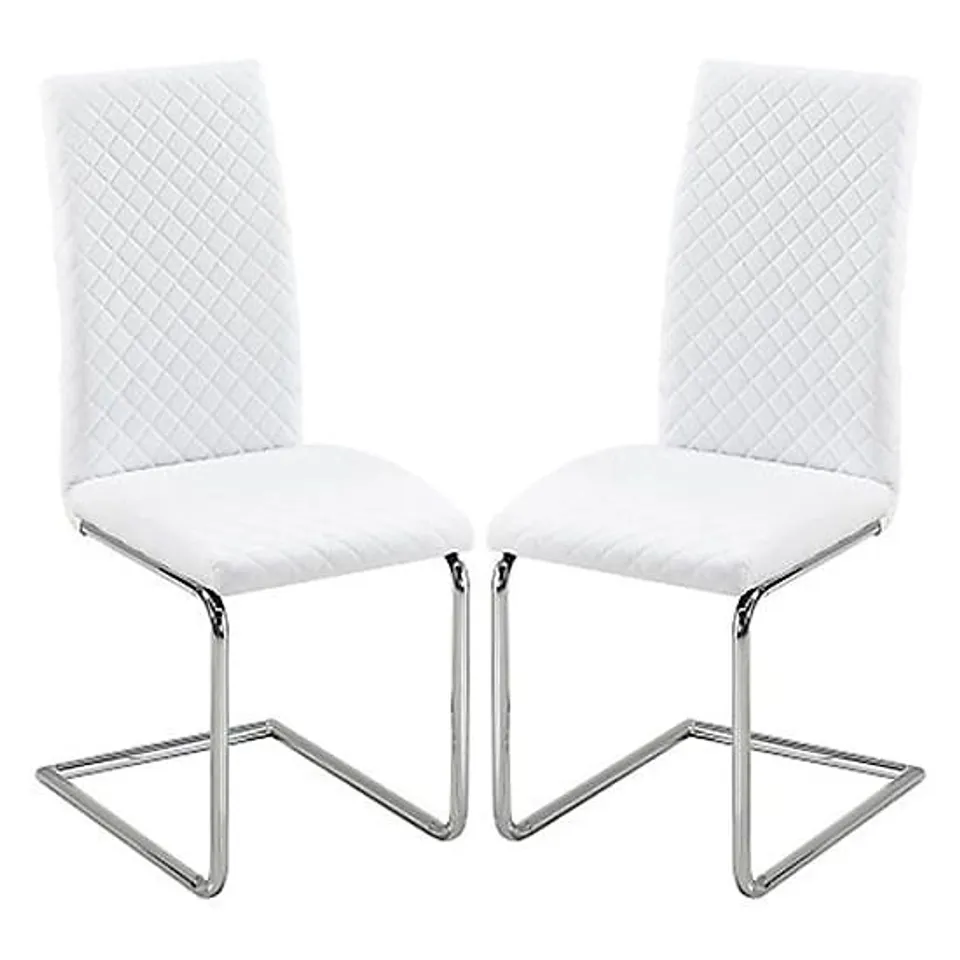BRAND NEW BOXED SET OF 2 RONN DINING CHAIRS - WHITE PU (1 BOX)