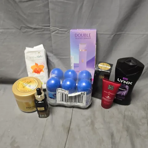APPROXIMATELY 25 ASSORTED COSMETICS ITEMS TO INCLUDE DOUBLE HEADED SHAVER, LYNX BODY WASH, LOREAL MIDNIGHT SERUM, ETC