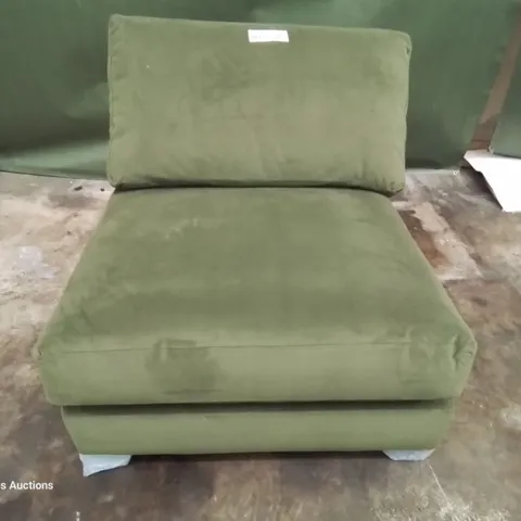 QUALITY BRITISH DESIGNER LOUNGE Co. ARMLESS UNIT PLUSH GREEN FABRIC