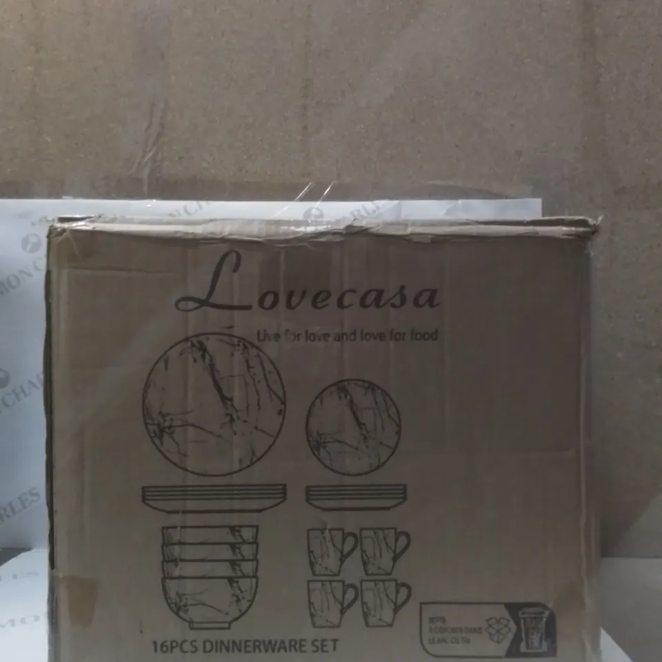 BOXED LOVECASA 16 PIECE PORCELAIN CHINA DINNERWARE SET - SERVICE FOR 4 