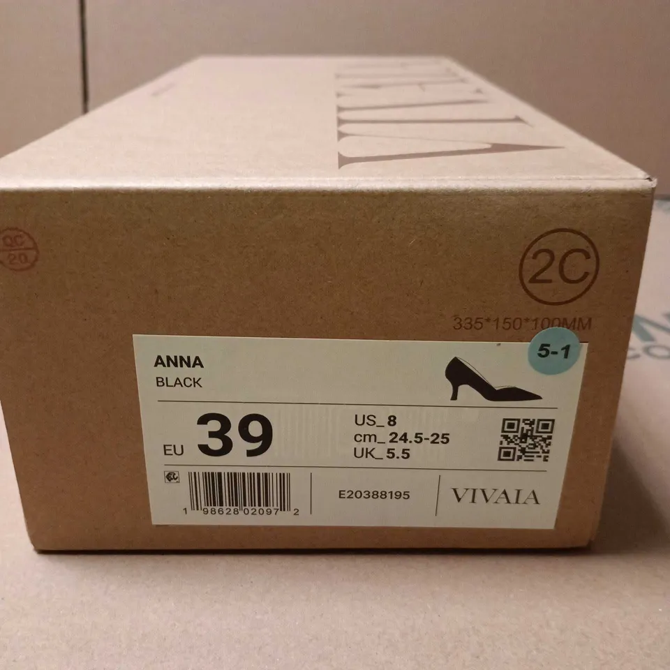 VIVAIA ANNA BLACK HEELS – UK 5.5 (EU 39), POINTED TOE, MID-HEIGHT HEEL