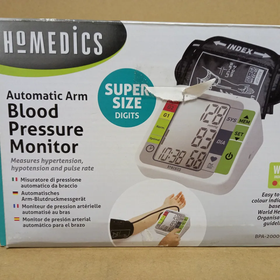 BOXED HOMEDICS AUTOMATIC ARM BLOOD PRESSURE MONITOR 
