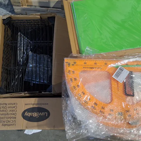 PALLET OF ASSORTED HOUSEHOLD ITEMS TO INCLUDE CAMPING COT, PLAY KITCHEN AND METAL STORAGE UNIT