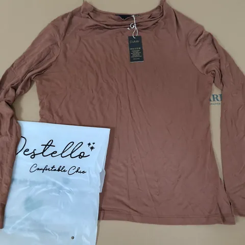 LOT OF 3 BRAND NEW DESTELLO LONG SLEEVE TOP IN DARK TAUPE - UK 18