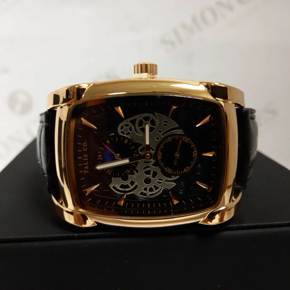 TALIS CO PART SKELETON TWO TONE LEATHER STRAP WATCH RRP £550