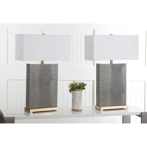 BOXED ANGELINEA SET OF 2 WHITE AND GOLD TABLE LAMP SET 