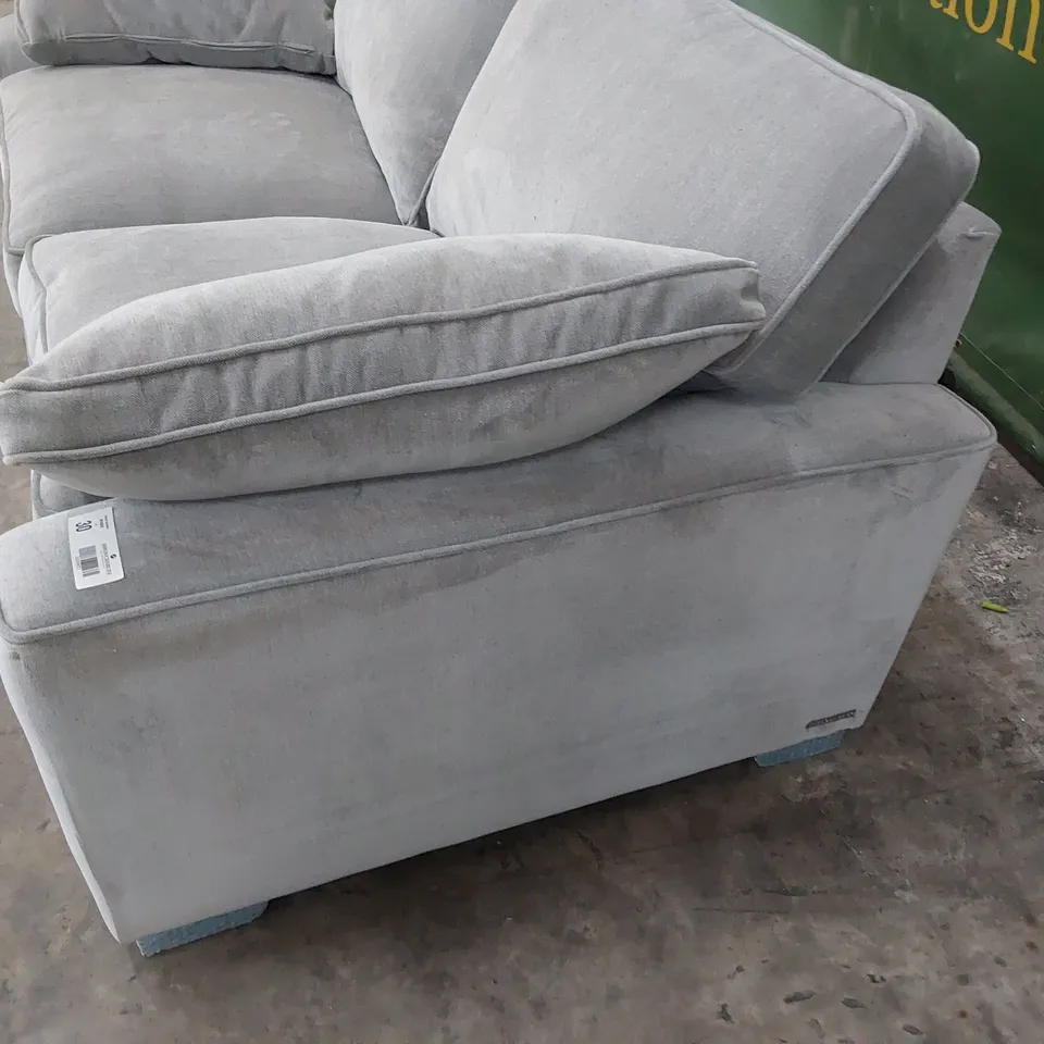 QUALITY BRITISH MADE LOUNGE Co TWO SEATER SOFA WITH BOLSTER CUSHIONS GREY PLUSH FABRIC 