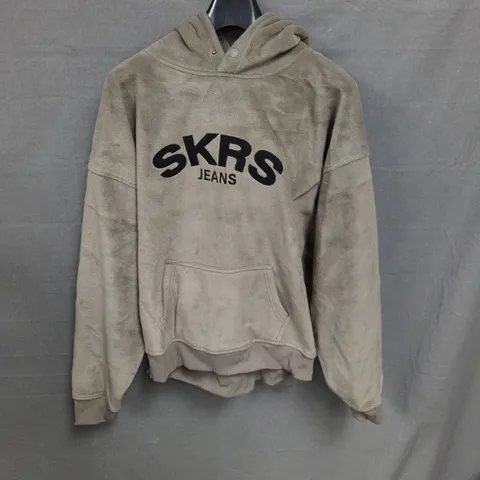 SISTERS AND SEEKERS BEIGE HOODIE WITH SKRS JEANS LOGO – SIZE M