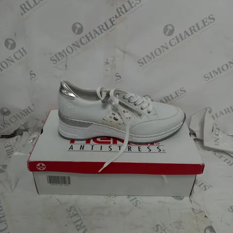 PAIR OF RIEKER LACE UP WHITE SPORT TRAINERS SIZE 6.5
