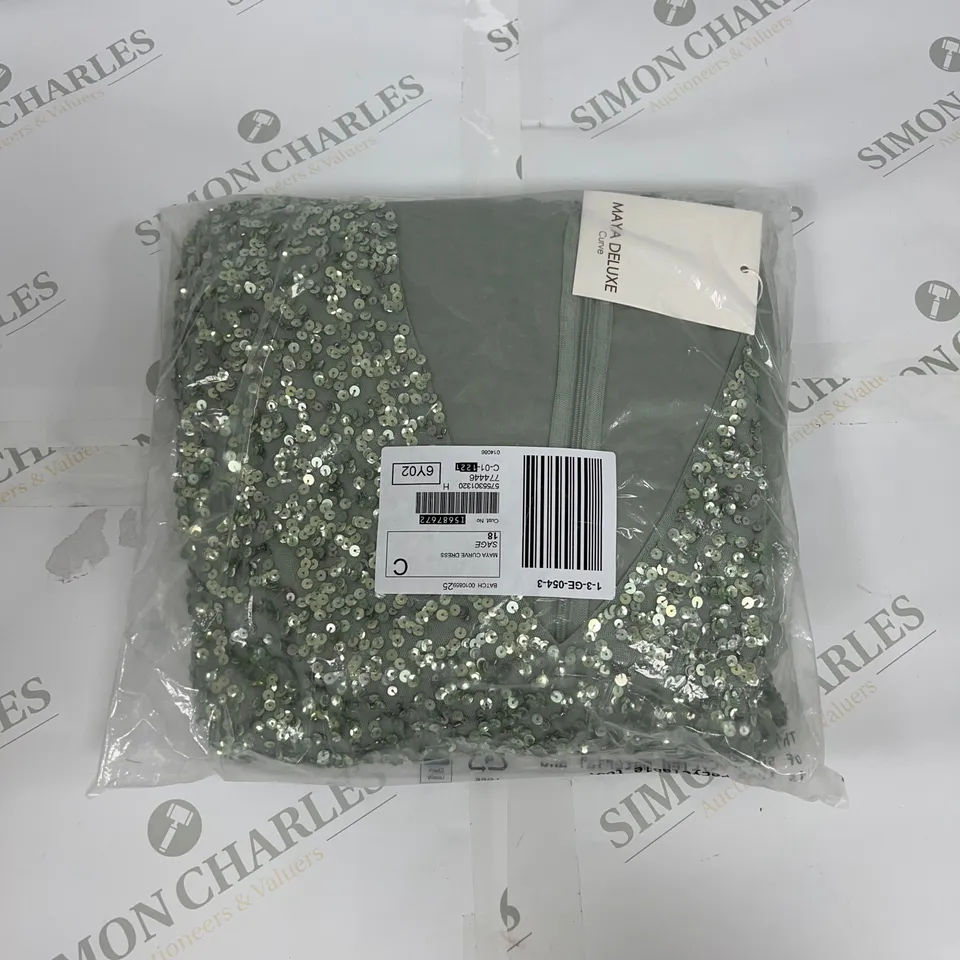 MAYA DELUXE CURVE DRESS IN SAGE SIZE 18