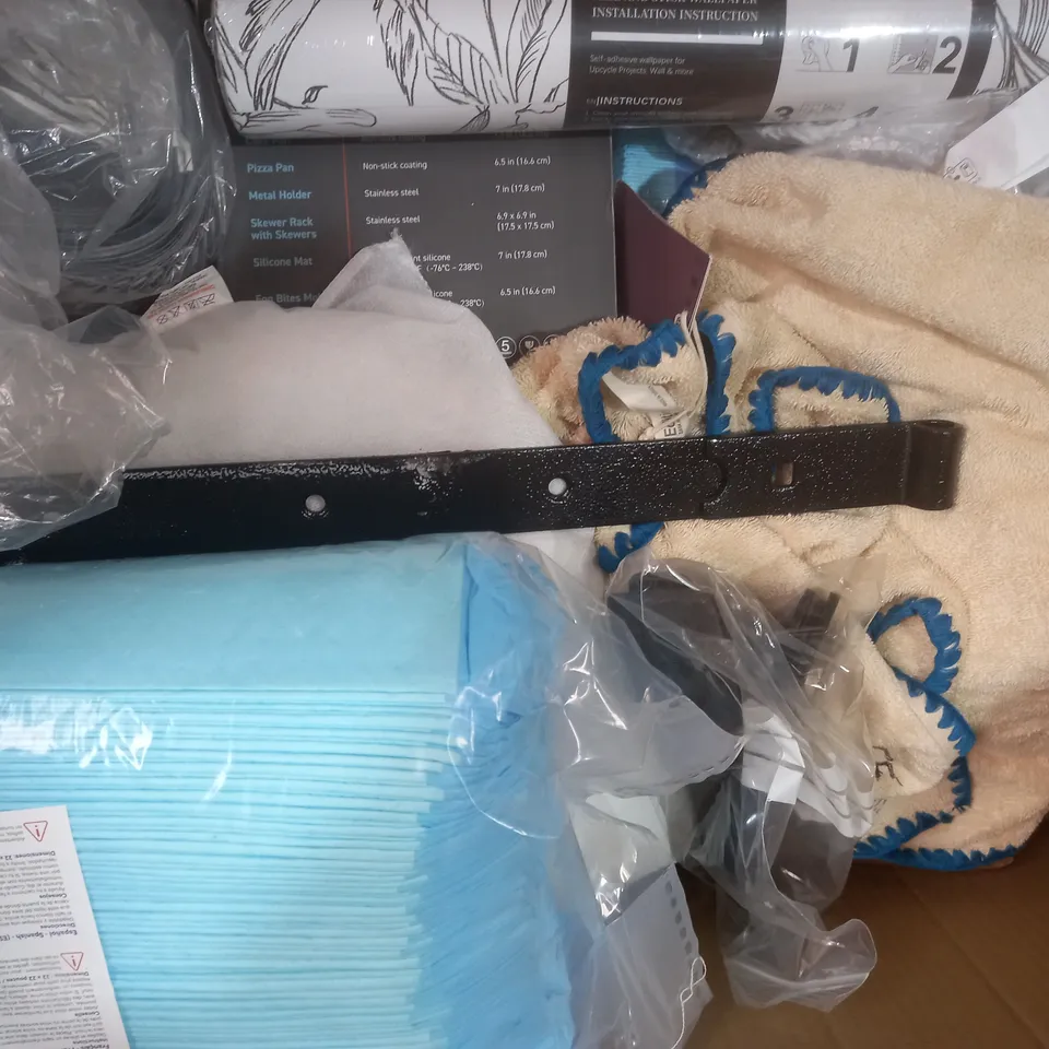 BOX OF APPROXIMATELY 20 ASSORTED HOUSEHOLD ITEMS TO INCLUDE 4-CUP YORSHIRE PUDDING TIN, FLUVAL ACTIVATED CARBON, ETC
