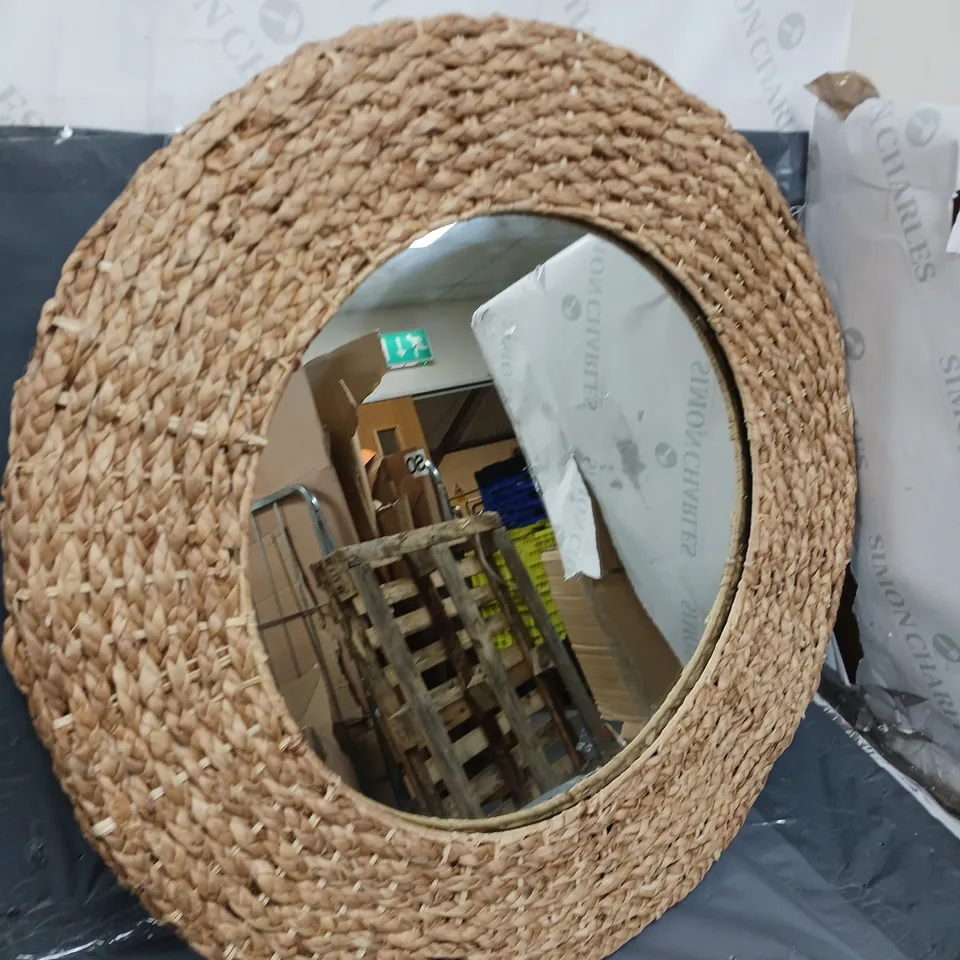 DARLA WICKER WOVEN MIRROR - 60CM - COLLECTION ONLY RRP £40