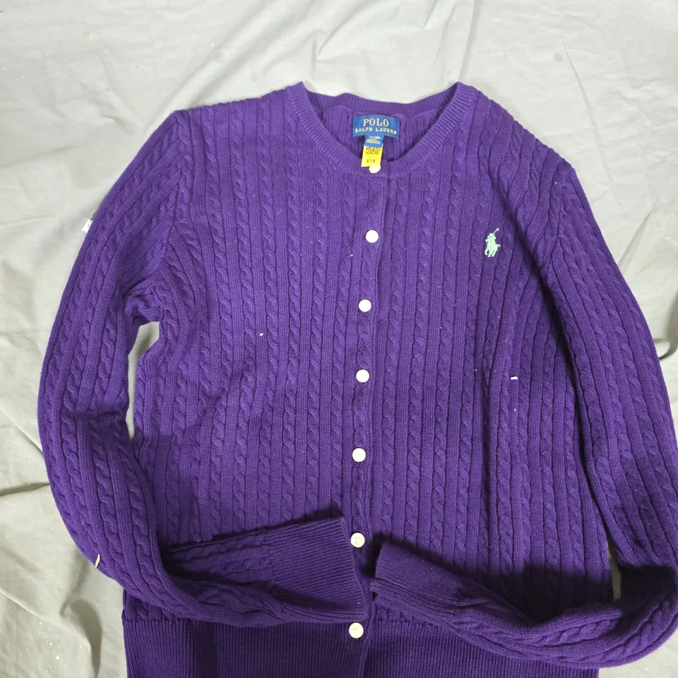 POLO RALPH LAUREN PURPLE CABLE KNIT CARDIGAN – 16 