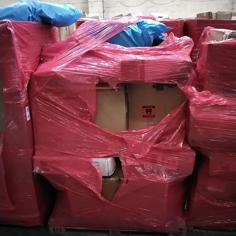 PALLET OF ASSORTED HOUSEHOLD GOODS AND PRODUCTS TO INCLUDE; FOLDABLE POOL, KIDS TOY WATER & SAND PLAY TABLE, BOXED FURNITURE ETC 