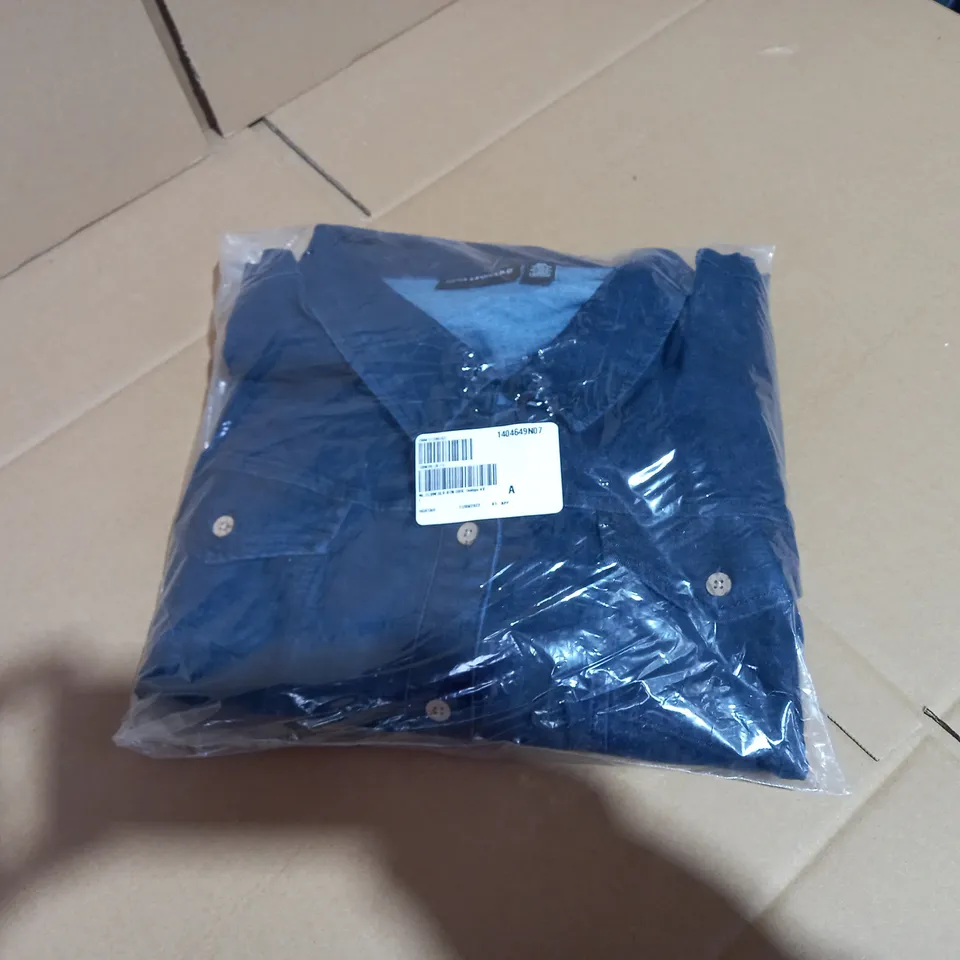 BRAND NEW ELBOW SLEEVE BUTTON UP STRETCH DENIM DRESS BY NINA LEONARD INDIGO - 4XL