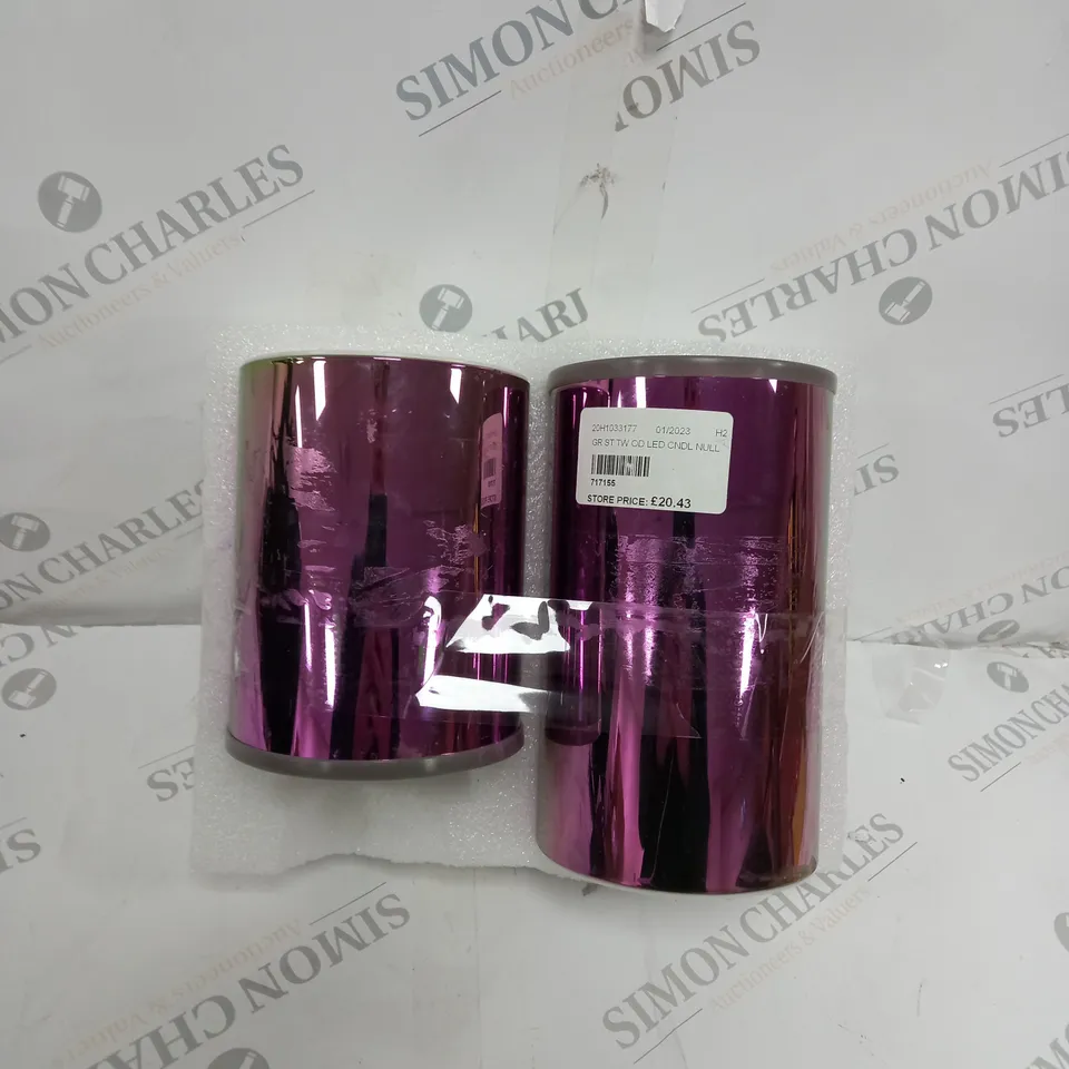  GARDEN REFLECTIONS SET OF TWO OUTDOOR CEMENT LED CANDLES