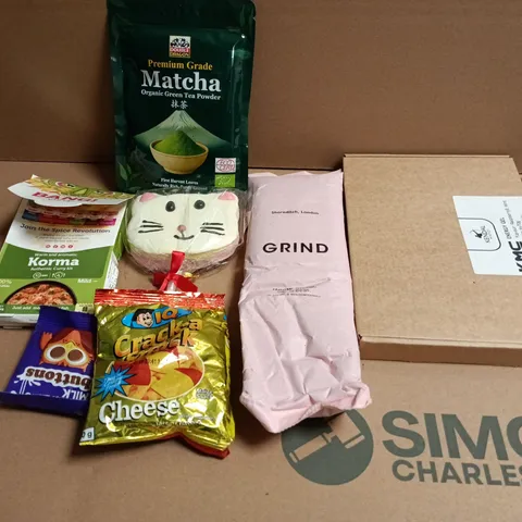 APPROXIMATELY 10 ASSORTED FOOD ITEMS TO INCLUDE CHOCOLATE BUTTONS, GREEN TEA AND LOLLY 