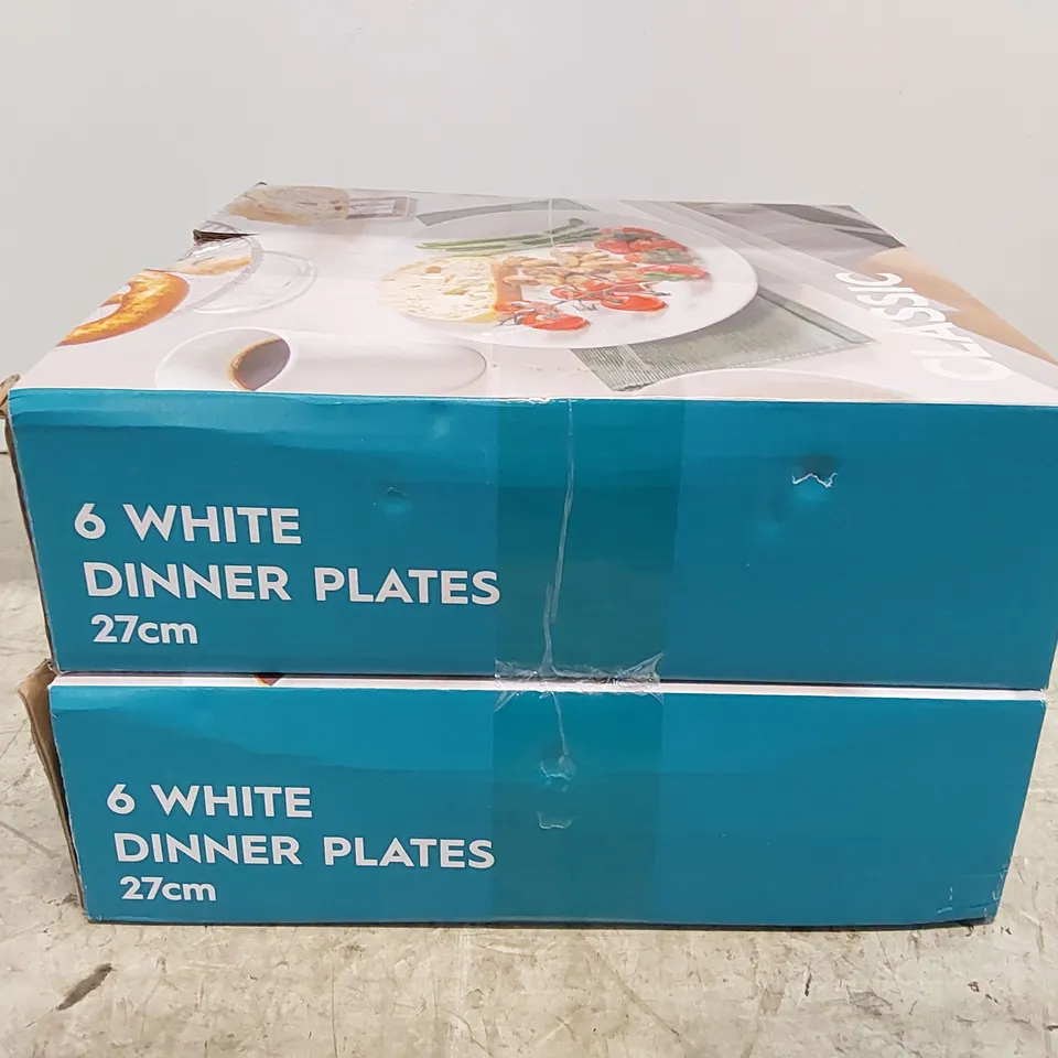 BOXED ARGON TABLEWARE - CLASSIC DINNER PLATES - WHITE, 27CM (2 BOXES TAPED TOGETHER)