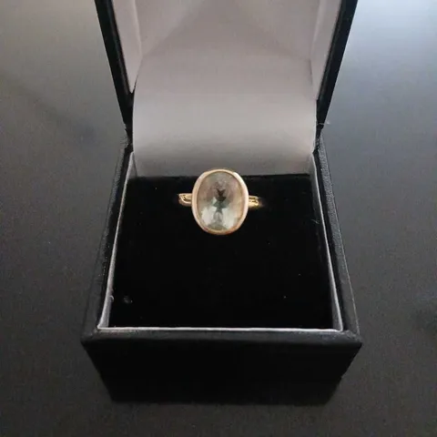 AFG 2CT OVAL GEM STERLING SILVER GREEN AMETHYST GOLD PLATED RING