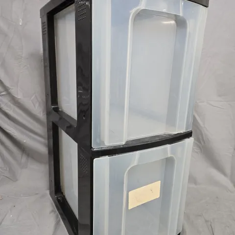 UNBRANDED STANDING CLEAR PLASTIC STORAGE UNIT IN BLACK - COLLECTION ONLY