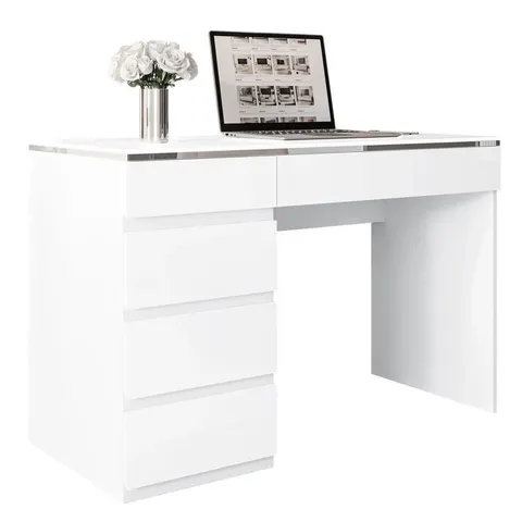 BOXED AURORA DESK WITH DRAWERS WHITE (2 BOXES)