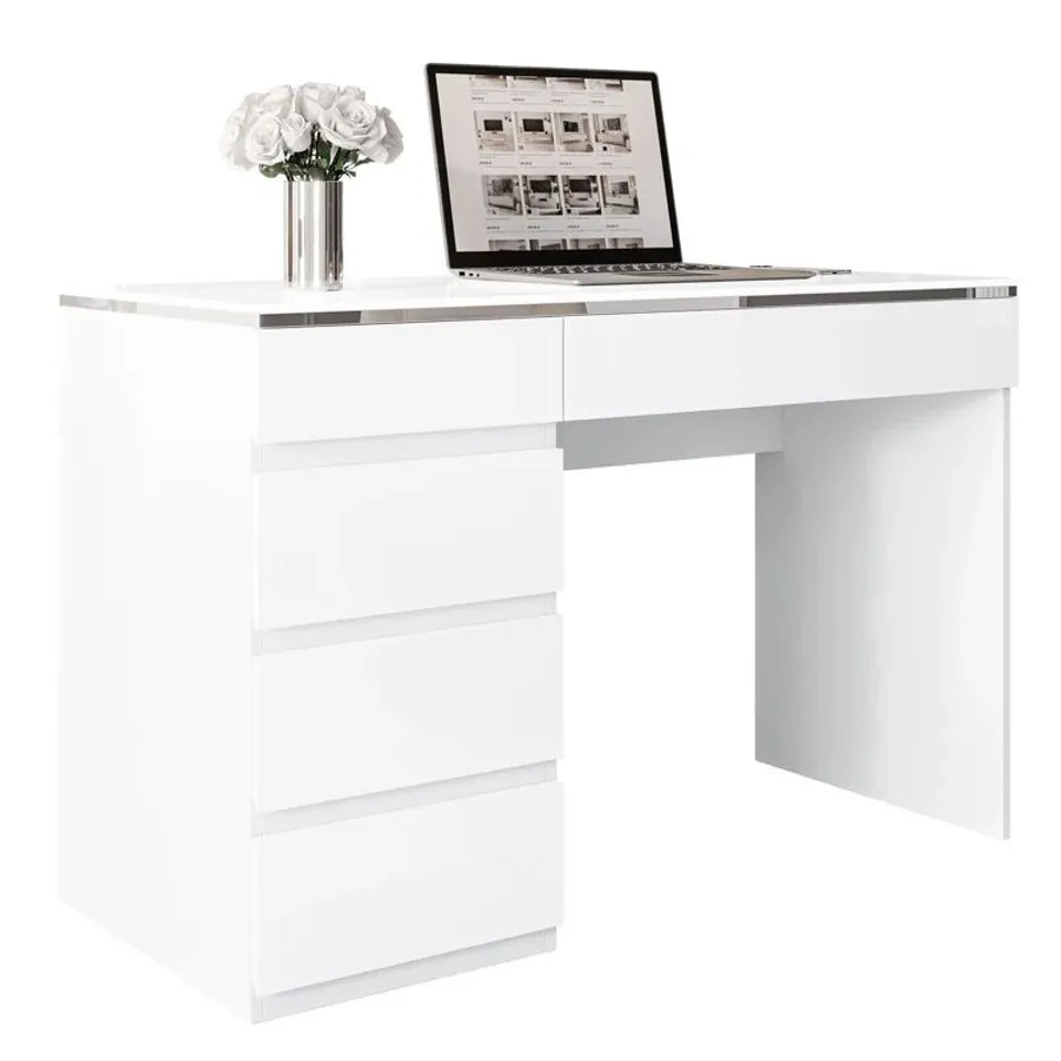 BOXED AURORA DESK WITH DRAWERS WHITE (2 BOXES)