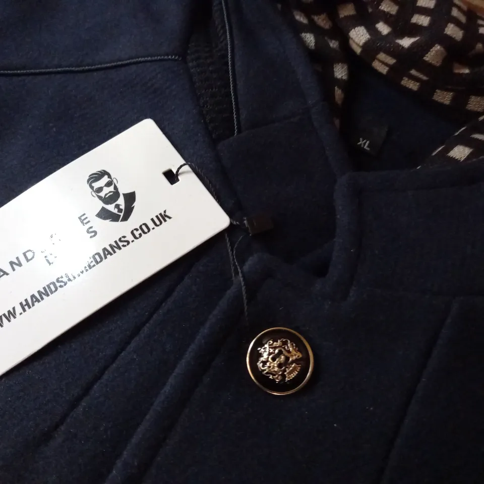 HANDSOME DANS BUTTON FRONT NAVY COAT - XL