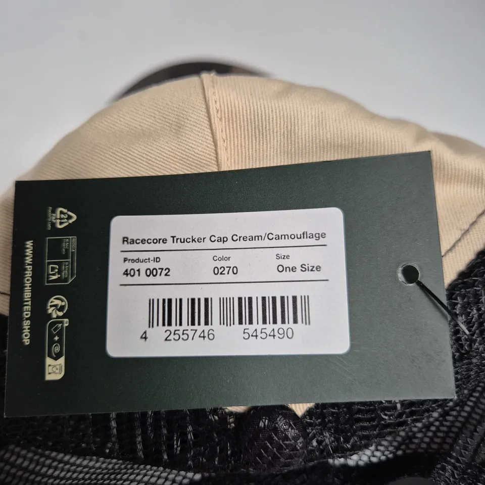 PROHIBITED RACECORE TRUCKER CAP CREAM/CAMOUFLAGE – ONE SIZE