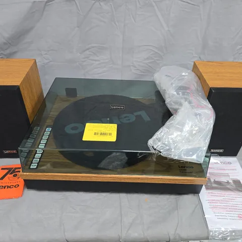 LOT OF 8 ASSORTED UNBOXED LENCO TURNTABLES WITH SPEAKERS IN WOOD EFFECT - COLLECTION ONLY