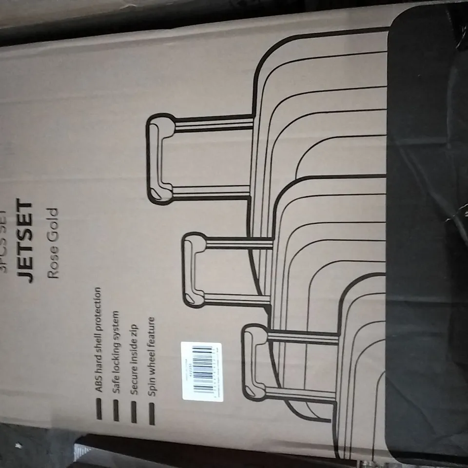BOXED 3PCS SET JET-SET ROSE GOLD SUITCASES