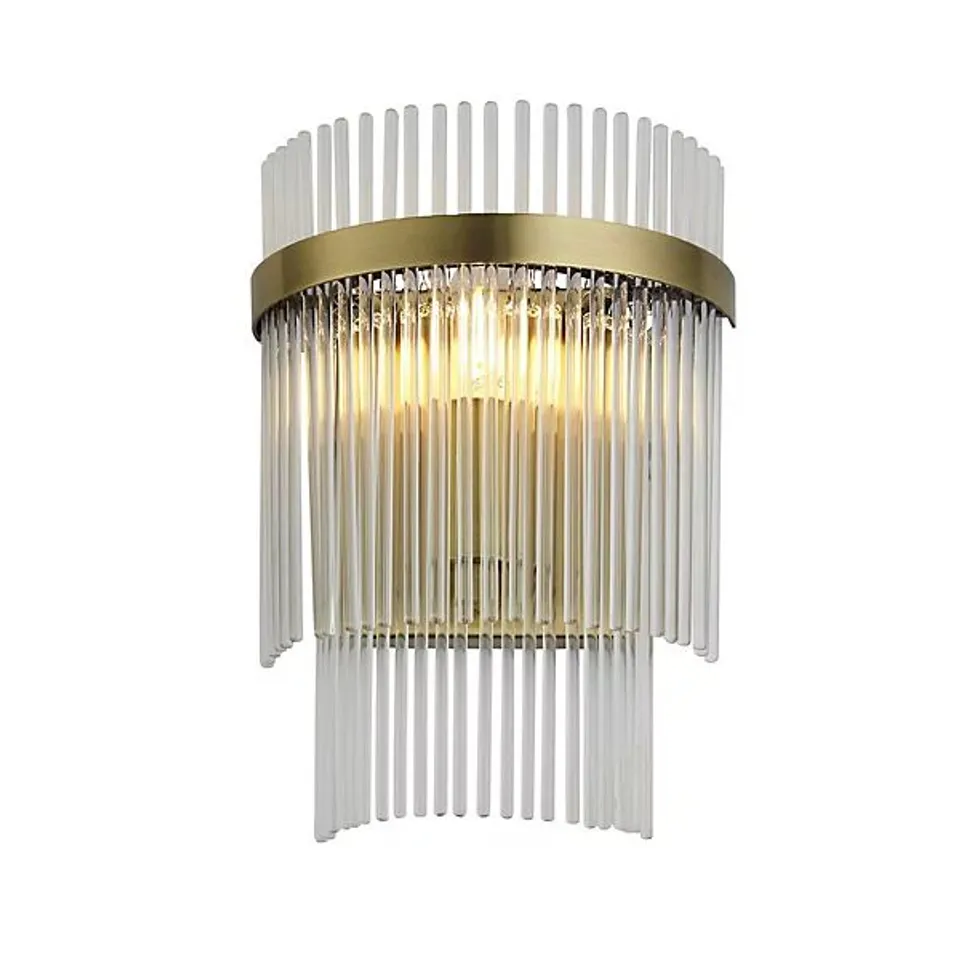 BOXED LUMINOSA MARIETTA GLASS WALL LAMP ANTIQUE BRASS