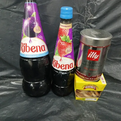 APPROXIMATELY 5 ASSORTED FOOD &DRINK ITEMS TO INCLUDE - RIBENA, MARMITE AND COFFEE  - COLLECTION ONLY