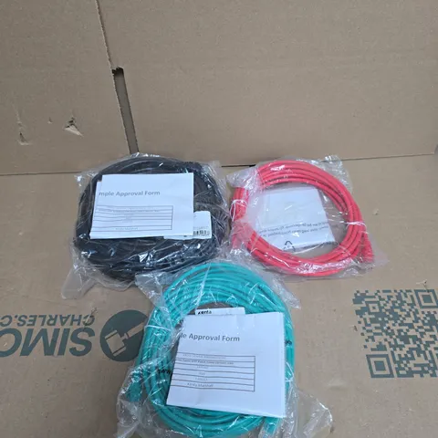 BOX OF APPROXIMATELY 25 ASSORTED COMPUTER CABLES