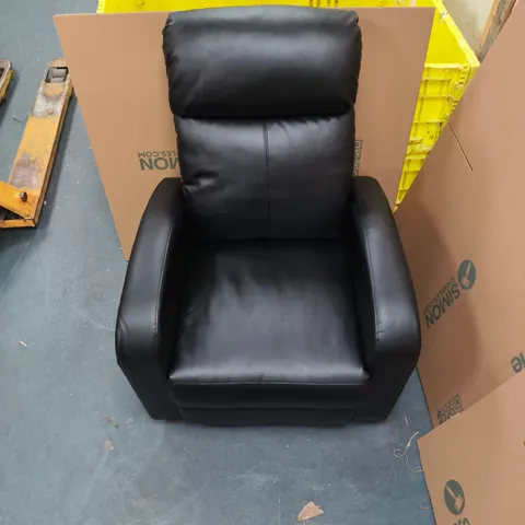 BLACK LEATHER RECLINING RAMSEY ARMCHAIR