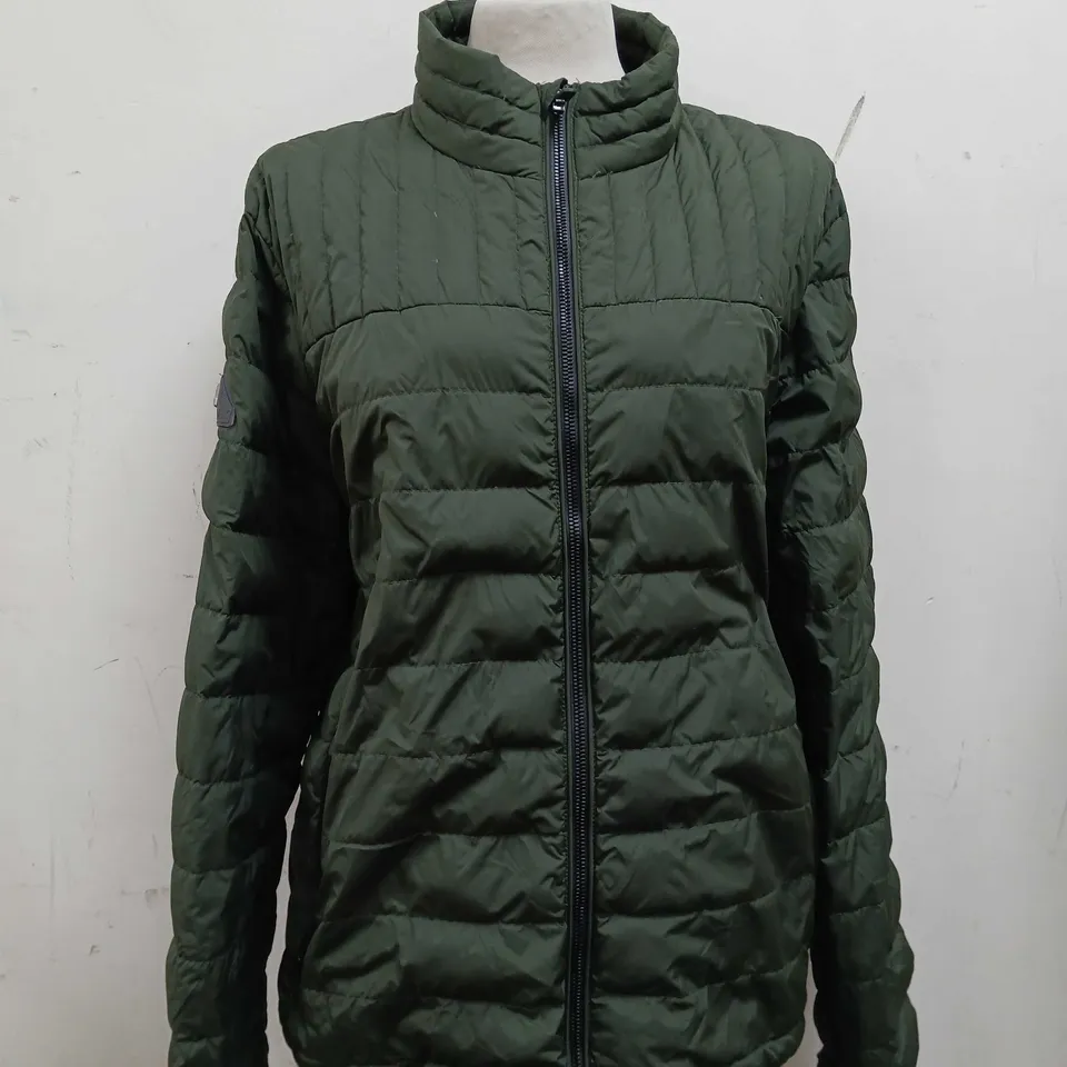 SUPERDRY KHAKI THIN PUFFER JACKET - SIZE XL