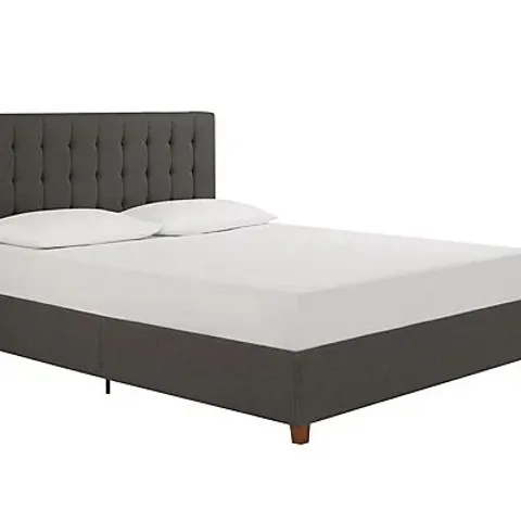 BOXED EMILY UPHOLSTERED BED FABRIC GREY, DOUBLE (1 BOX)
