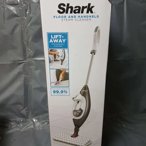 BOXED SHARK FLOOR AND HANDHELD STEAM CLEANER