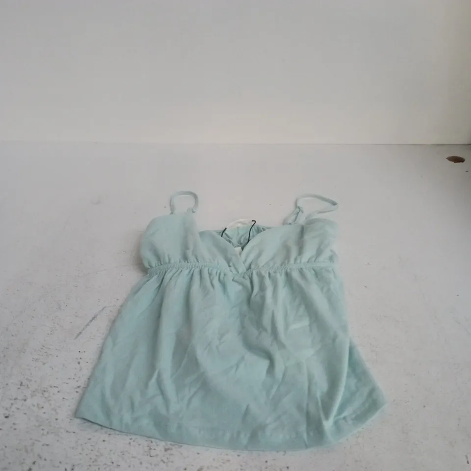 BERSHKA WOMEN’S LIGHT BLUE SLEEVELESS TOP WITH STRAPS – SIZE S