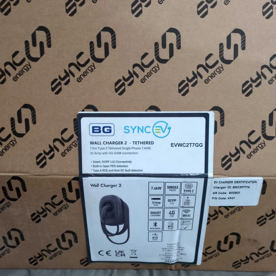 BG SYNCEV WALL CHARGER 2 – TETHERED, 7.4KW, 32A, SINGLE PHASE (BOXED)