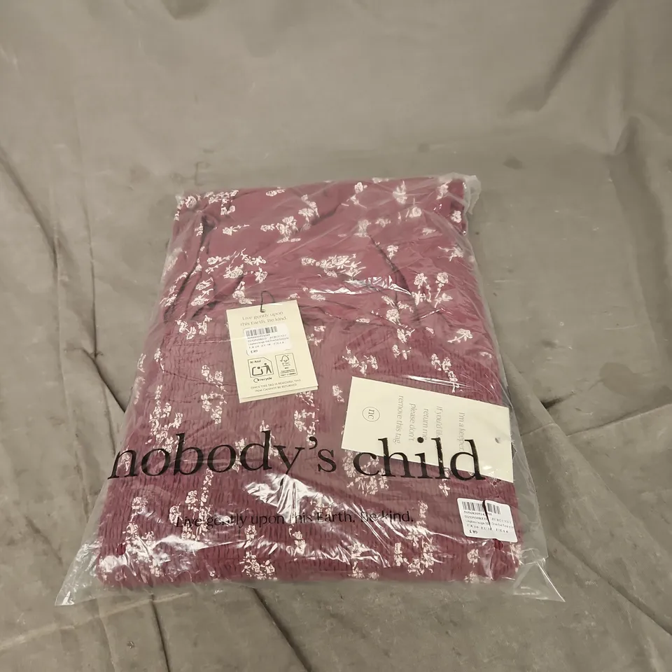 NOBODY'S CHILD LONGSLEEVE IMOGEN MIDI DRESS BURGUNDY FLORAL PRINT – UK 10