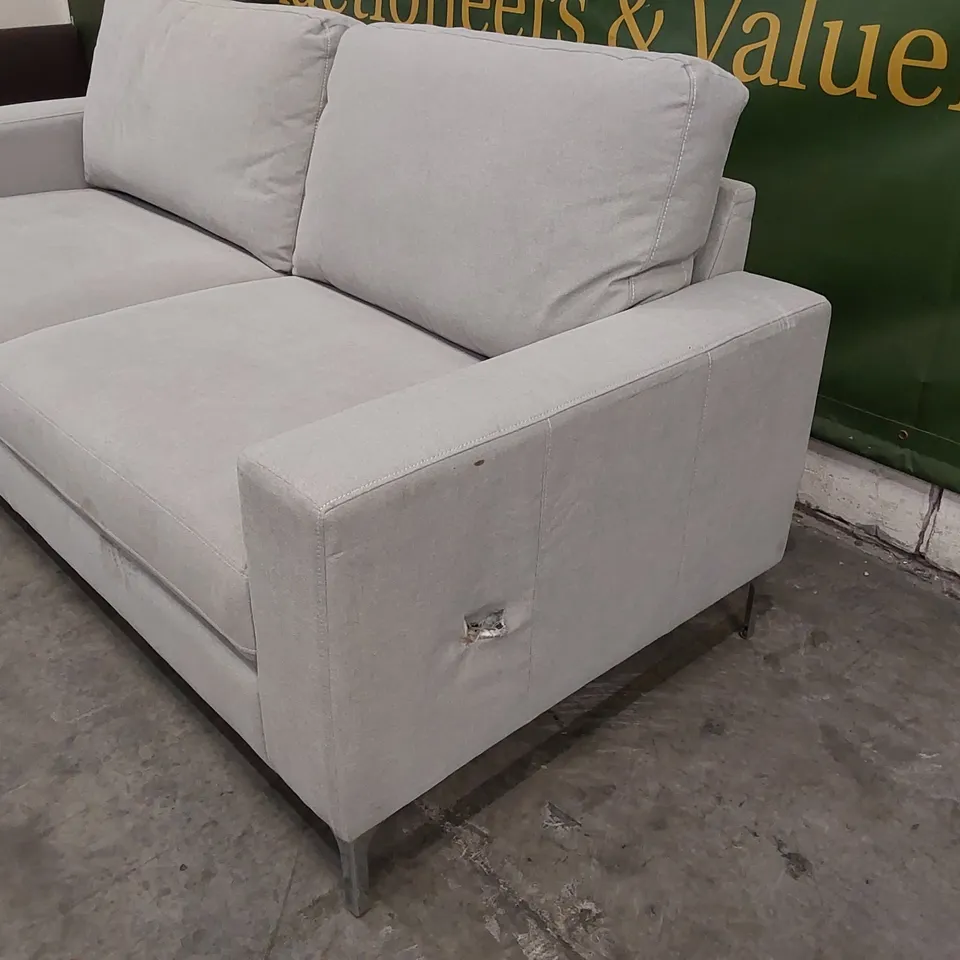 BALTIMORE DOVE GREY PLUSH FABRIC 3 SEATER SOFA