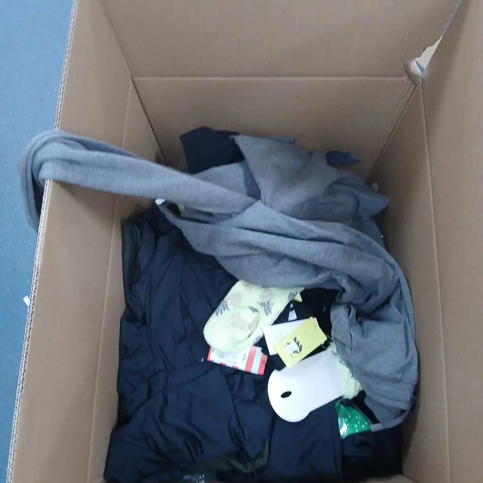 BOX OF APPROXIMATELY 20 ASSORTED CLOTHING ITEMS TO INCLUDE: ALL IN MOTION JOGGERS 